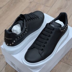 $860 Mens Alexander McQueen Studded Leather Sneakers Black 46 US 13